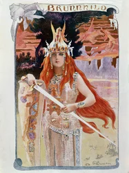 Brunhilda, ilustrace z díla „Valkýra“ od Richarda Wagnera (1813-83)